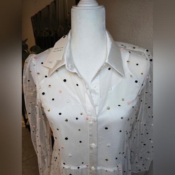 English Factory White Ruffled Tiered Dress Size S - Picture 8 of 14